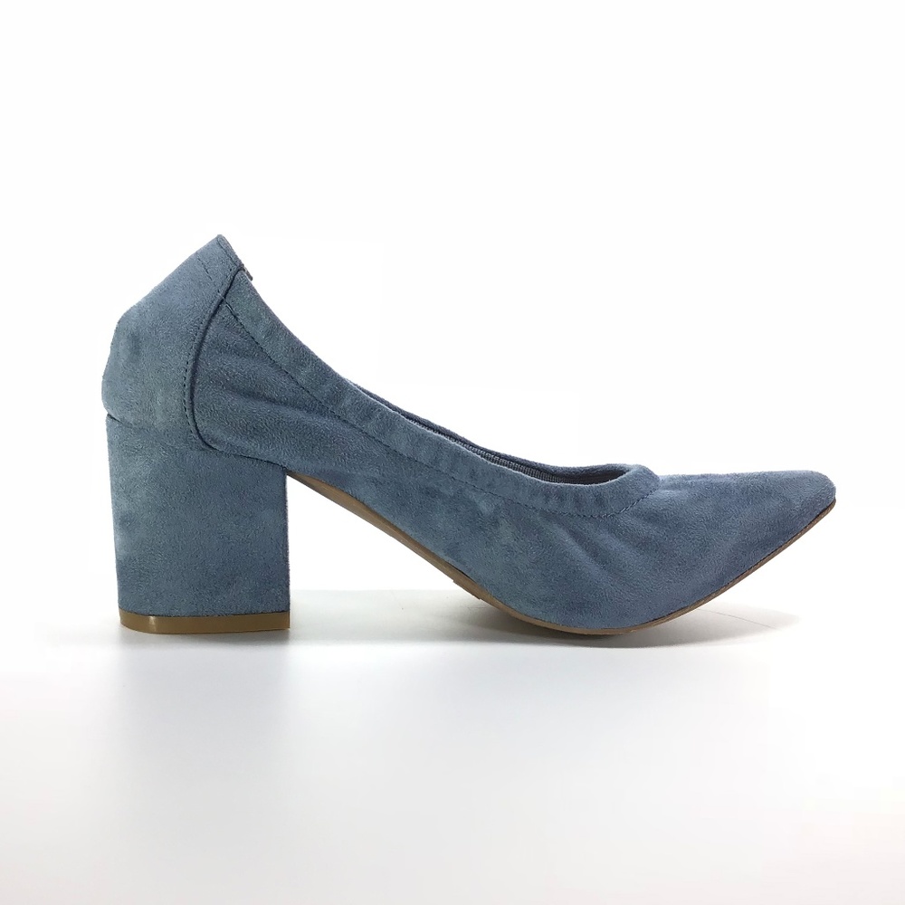 Blue Faux Suede Wild Diva Block Heels